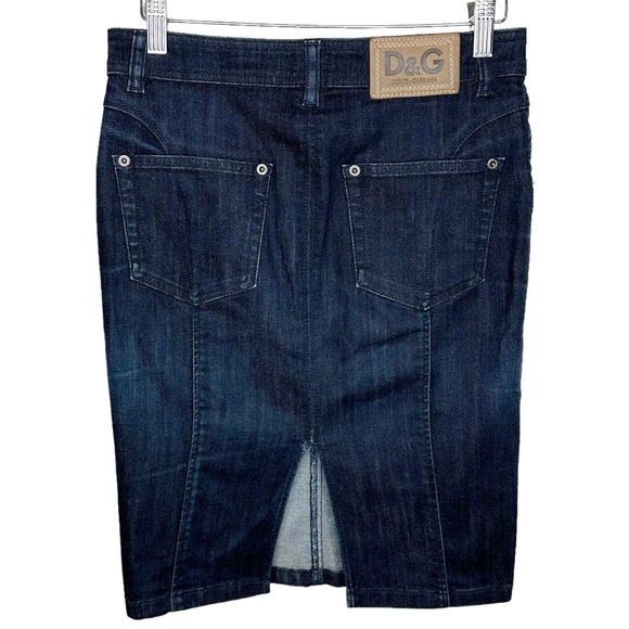 Dolce & Gabbana Y2K Dark Wash Stretchy Denim Pencil Skirt - Picture 1 of 11